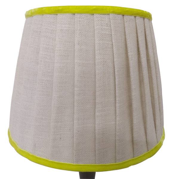 Large Bleached Jute Lampshade With Lime Trim