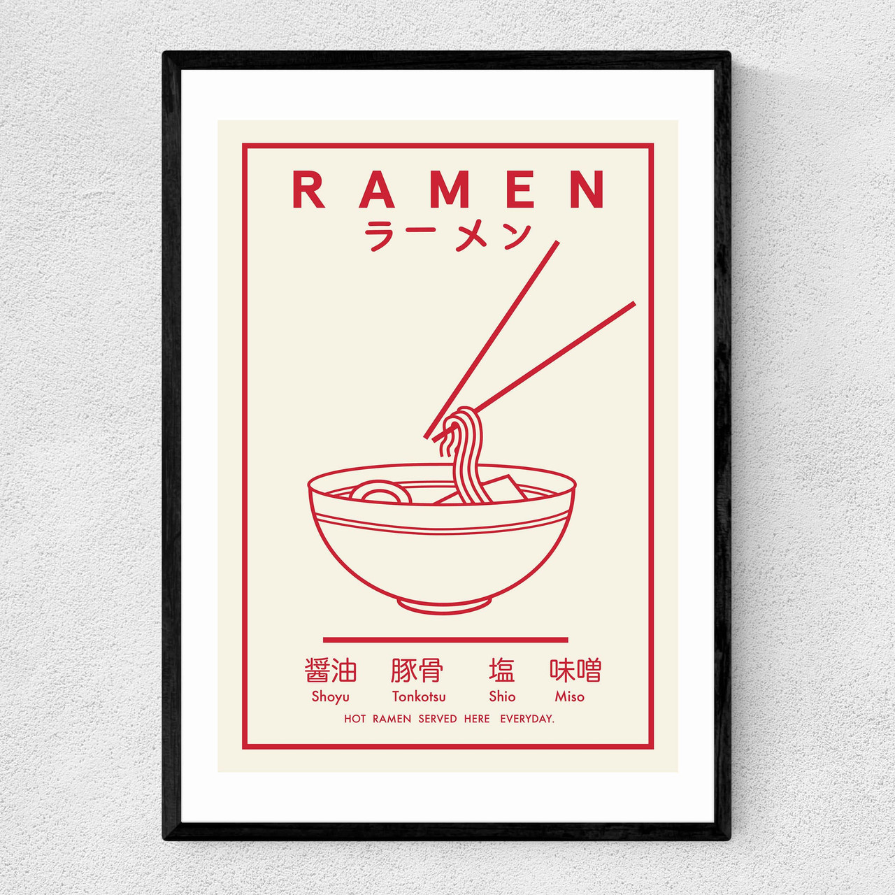 A3 Red and White Ramen Print