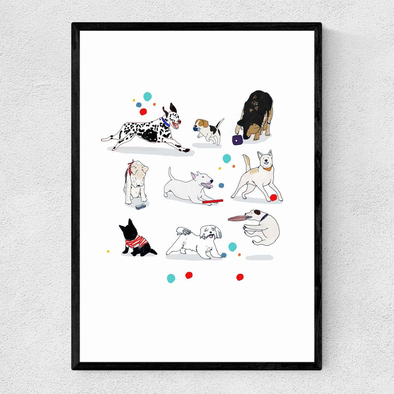 A3 Dogs Playing Art Print