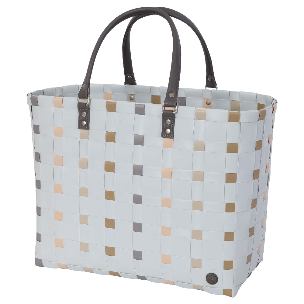 Handed By Summer Dots Design Leisure Bag Fat Strap Misty Grey Mix Size Large With Pu Handles