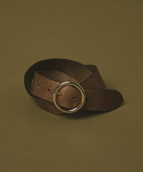 Aaron Leather Belt - Khaki