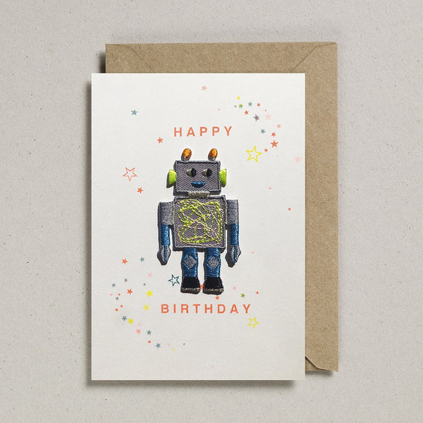 Happy Birthday Robot Patch Card