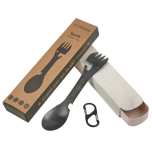 EcoSlurps Spork With Carry Clip And Wheat Carry Case
