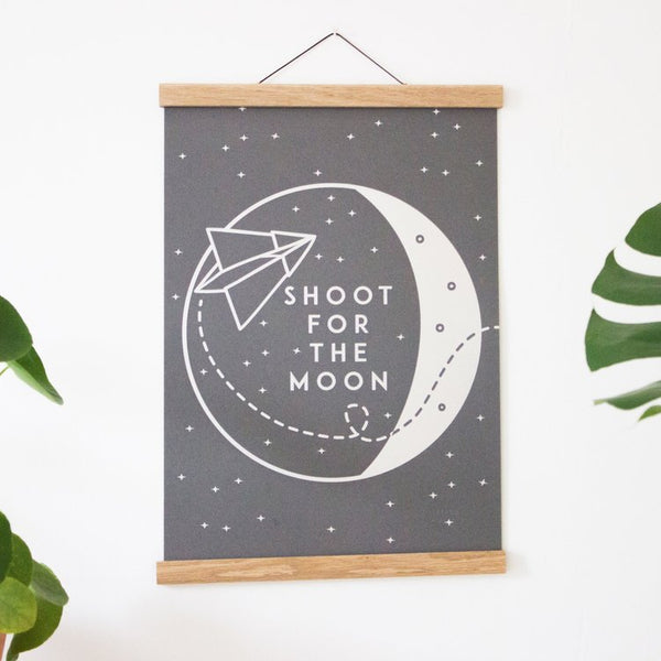 Sparrow and Wolf Shoot For The Moon A3 Print Silver/grey