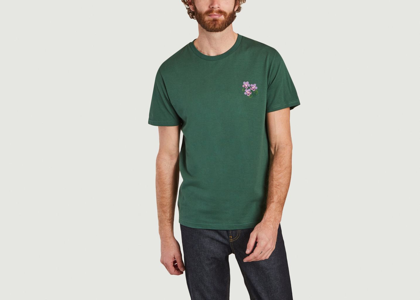 Violet Embroidered Organic Cotton T-shirt