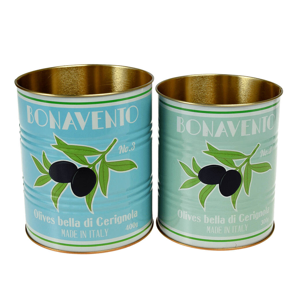 Rex London Set of 2 Vintage Italian Olives Storage Tins