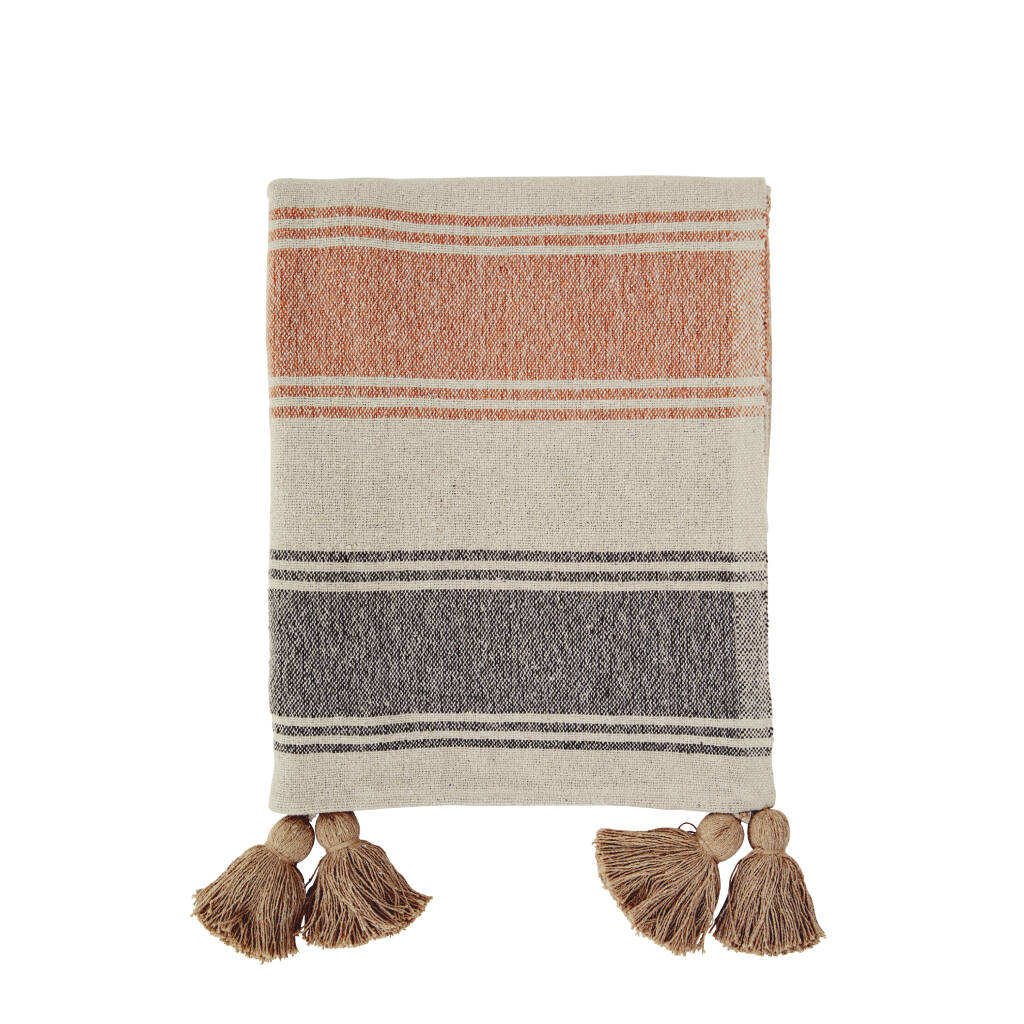 Striped Natural Cotton Woven Throw