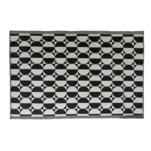 Black/ White Circles Outdoor Garden Rug : Large