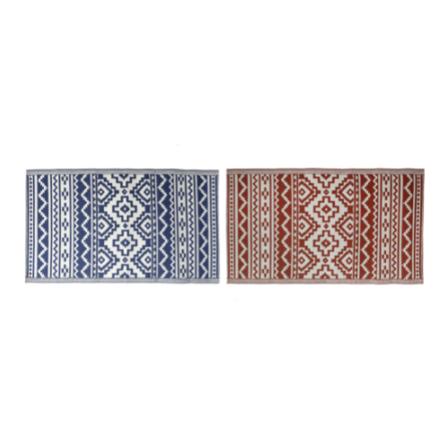 Geometric Mediterranean Garden Outdoor Small Rug : Blue or Terracotta