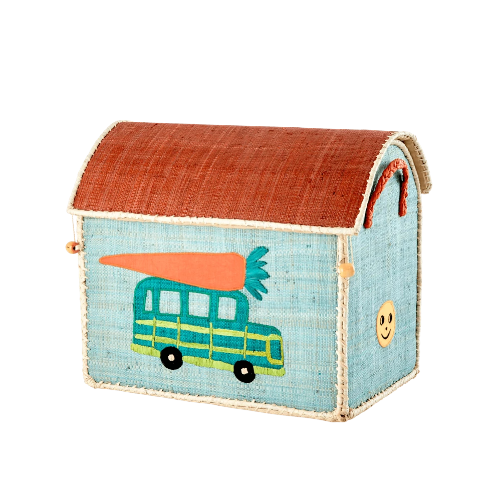 Rice by Rice Rafia Storage Basket with CARS - Small