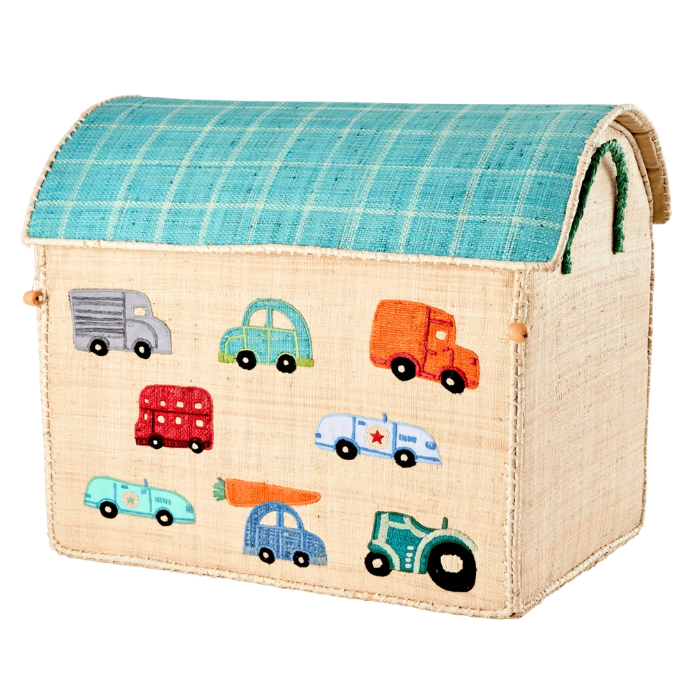 Rice by Rice Rafia Storage Basket with CARS - Large