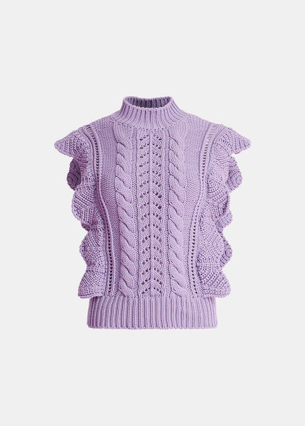 Essentiel Antwerp Campinas Sleeveless Ruffle Sweater - Moonlight Mauve