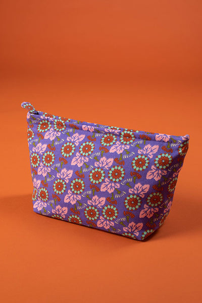 Purple Floral Wash Bag - Large