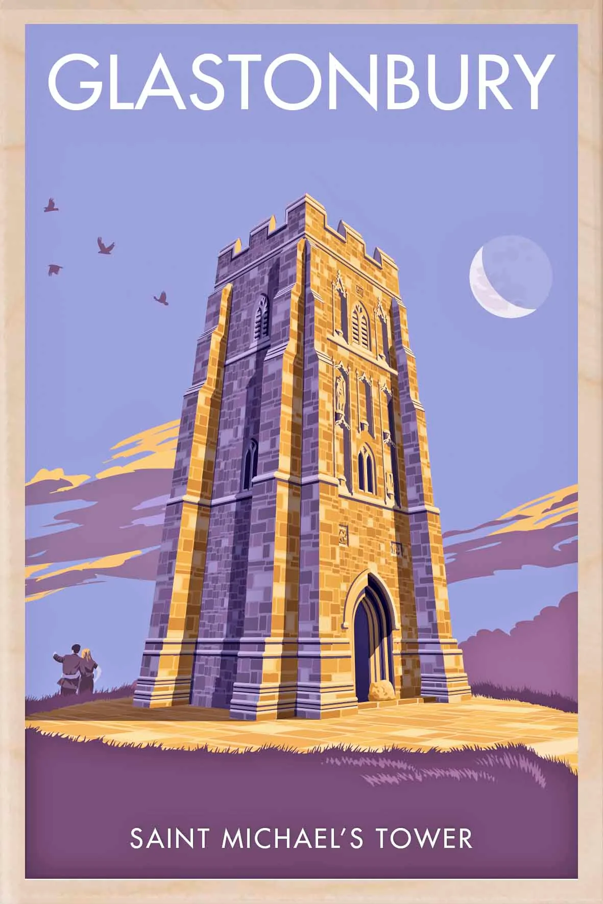 Somerset Glastonbury Wooden Postcard