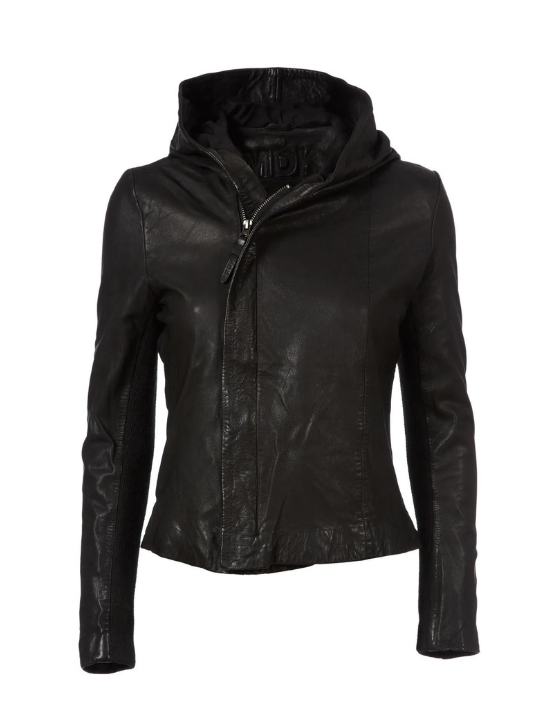 MDK Mdk Stine Hood Leather Jacket Black