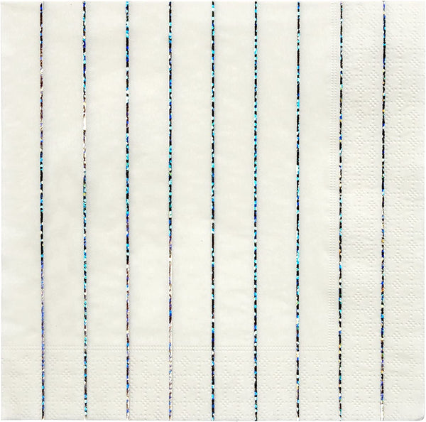 Meri Meri (181801) Silver Sparkle Stripe Large Napkins