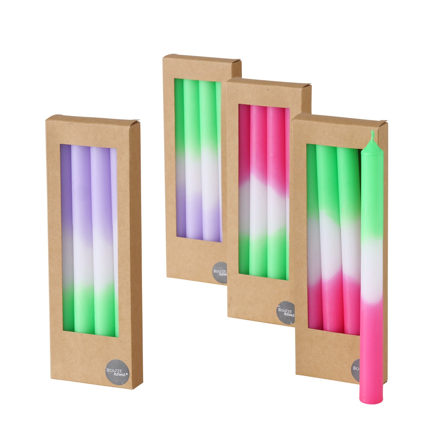 &Quirky Neon Splash Dinner Candles : Set of 4