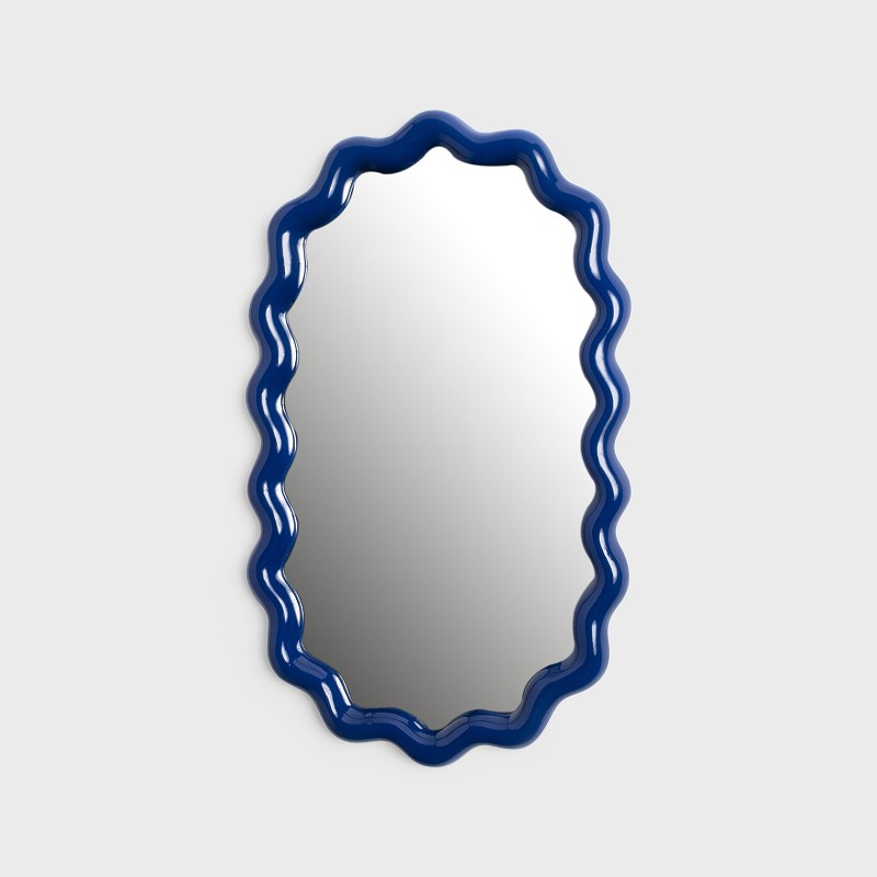 &klevering Statement Mirror with Wavy Cobalt Blue Frame