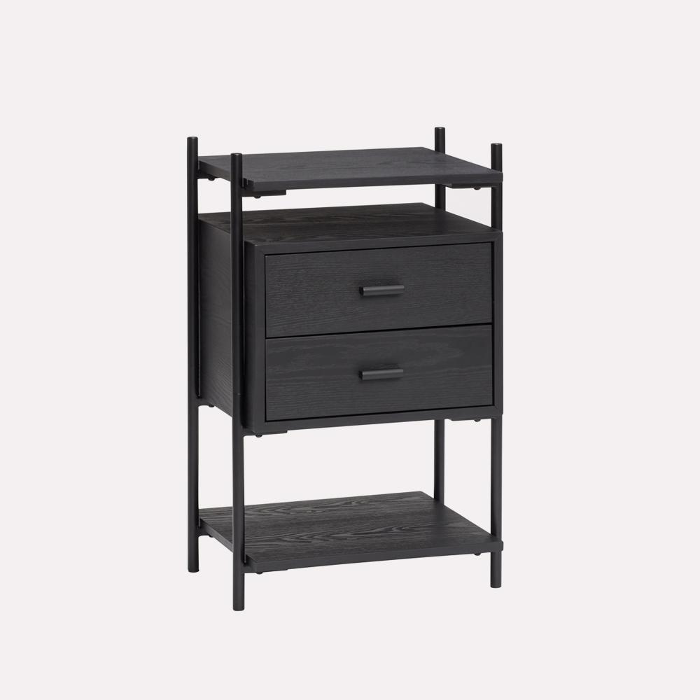 Hubsch Ashwood and Iron Norm Bedside Table 39x33x61 