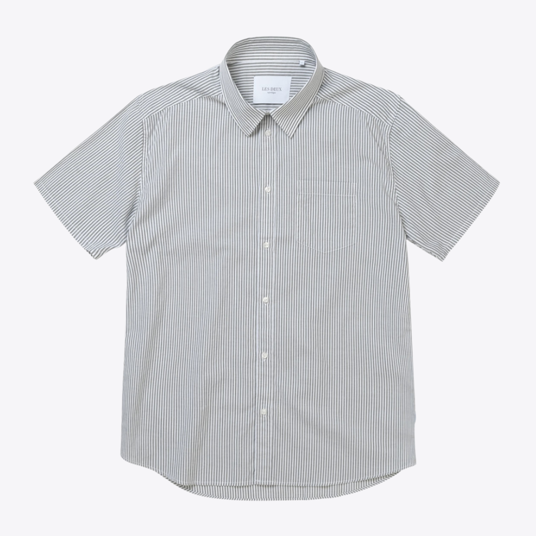 Louis Ss Light Oxford Shirt - Thyme Green / White