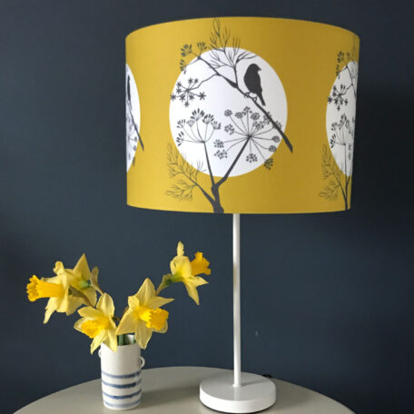 Alison Bick Mustard Yellow Fennel and Sparrow Lampshade - 40cm diameter