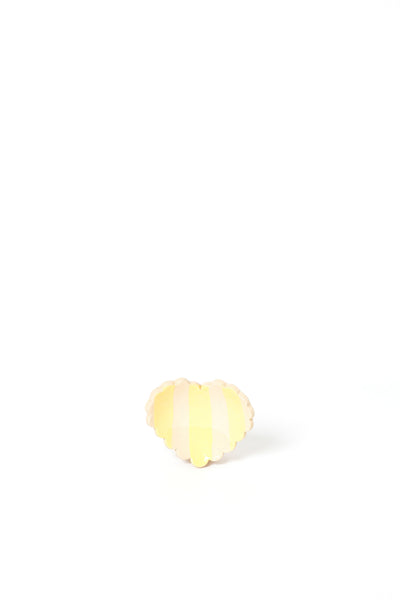 K.S CREATIVE POTTERY Duci Stripe Scalloped Heart Trinket Dish - Yellow