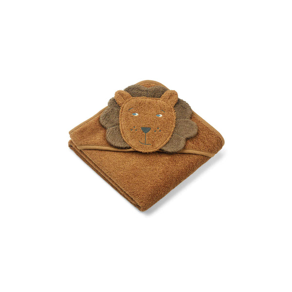 : Albert Hooded Baby Towel - Lion / Golden Caramel Mix