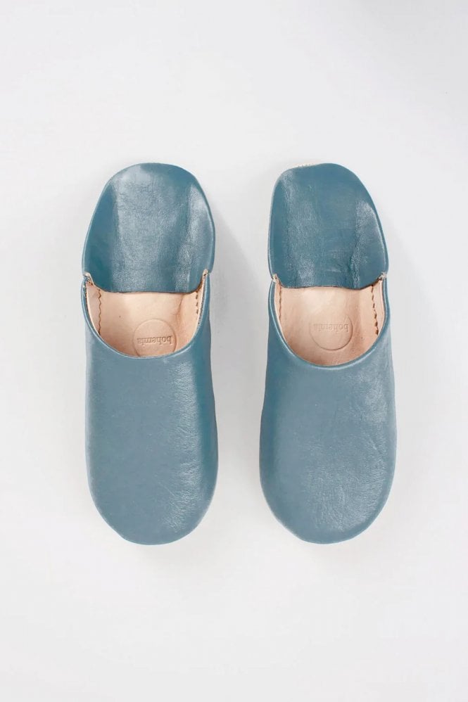 Bohemia Leather Babouche Basic Slipper In Blue Grey