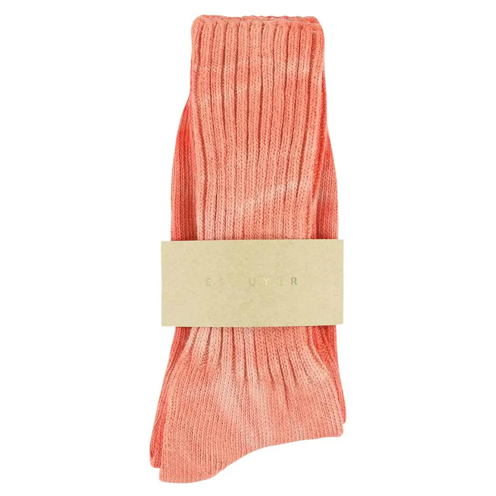 Escuyer Women Tie Dye Socks - Ecru / Orange 