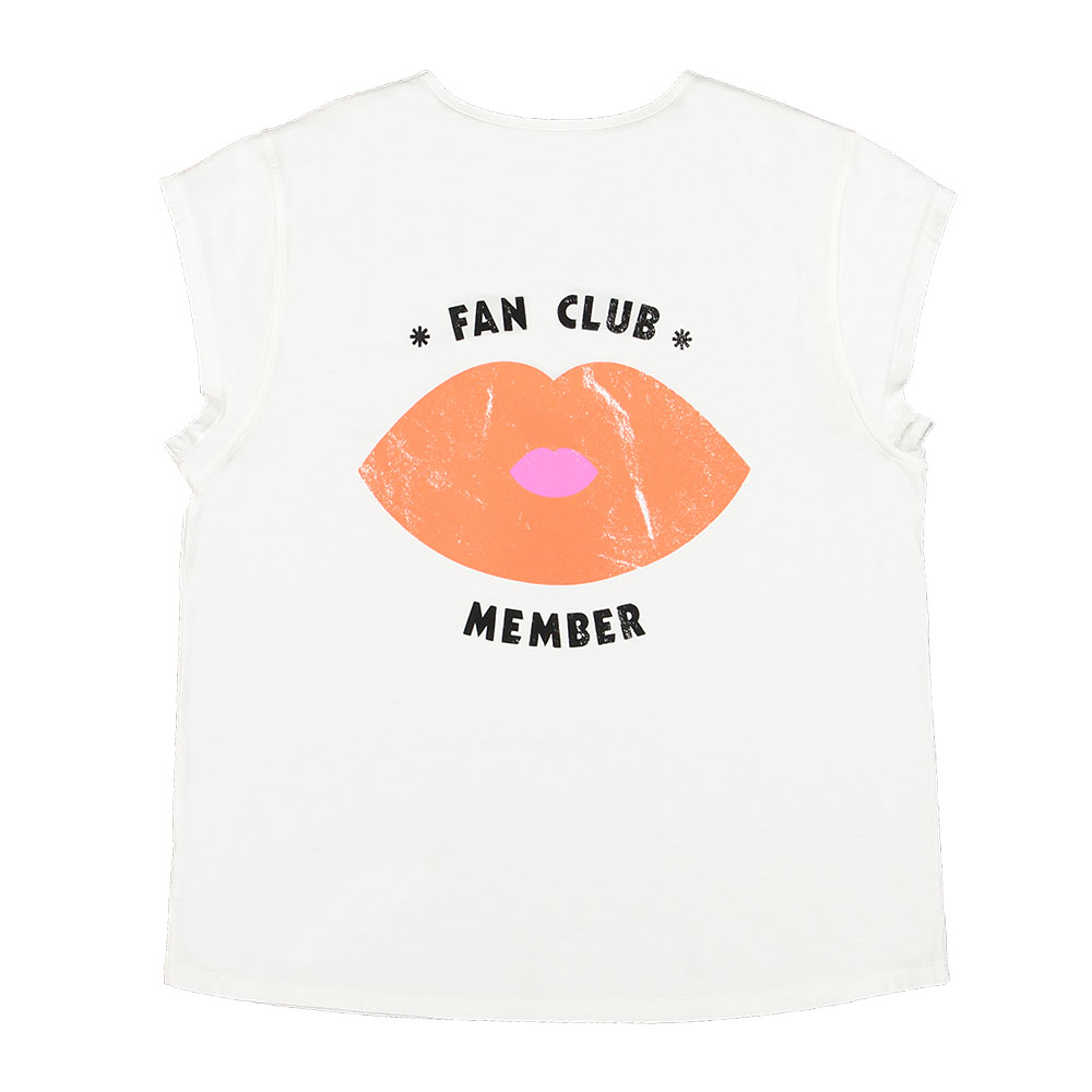 Sisters Department Camiseta sin mangas y escote pronunciado "fan club member" - blanco