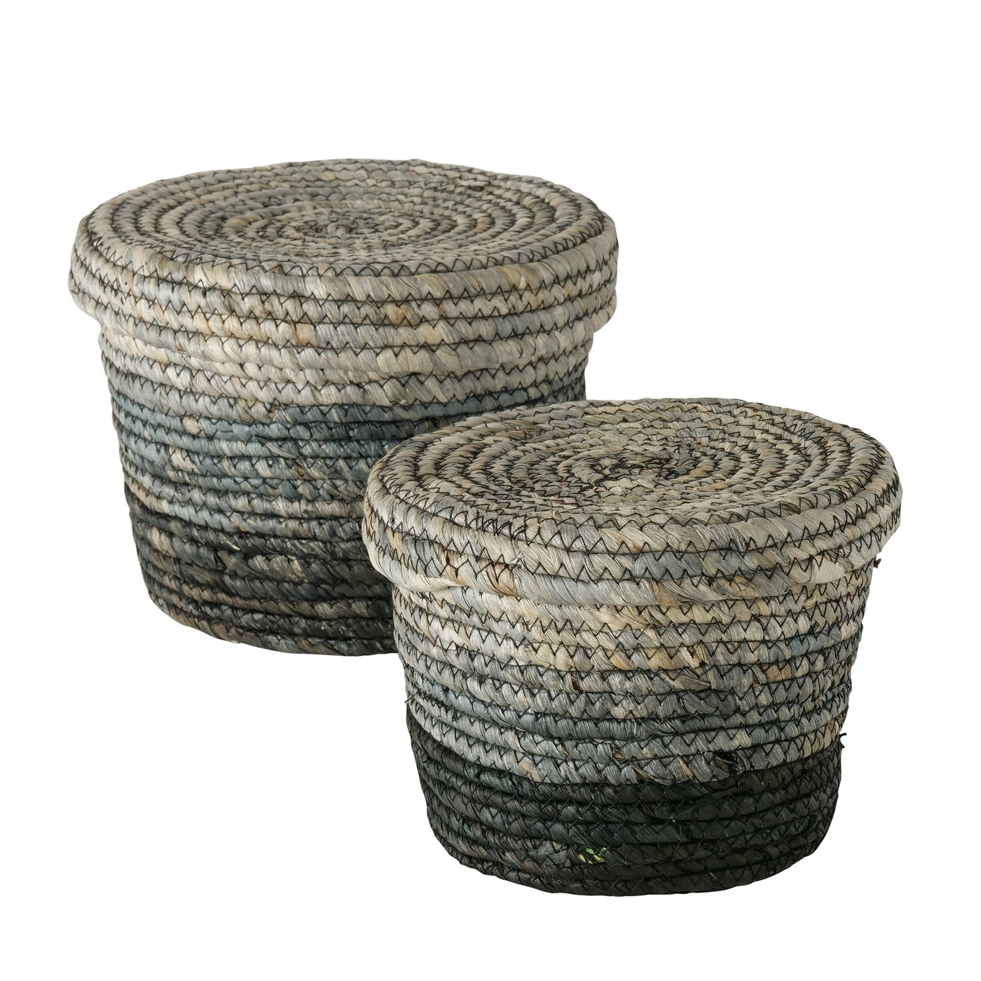 &Quirky Gian Black Grey Lidded Baskets : Set of 2