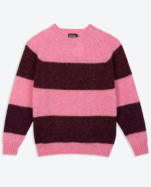 Brushed Stripe Pink Aubergine Jumper