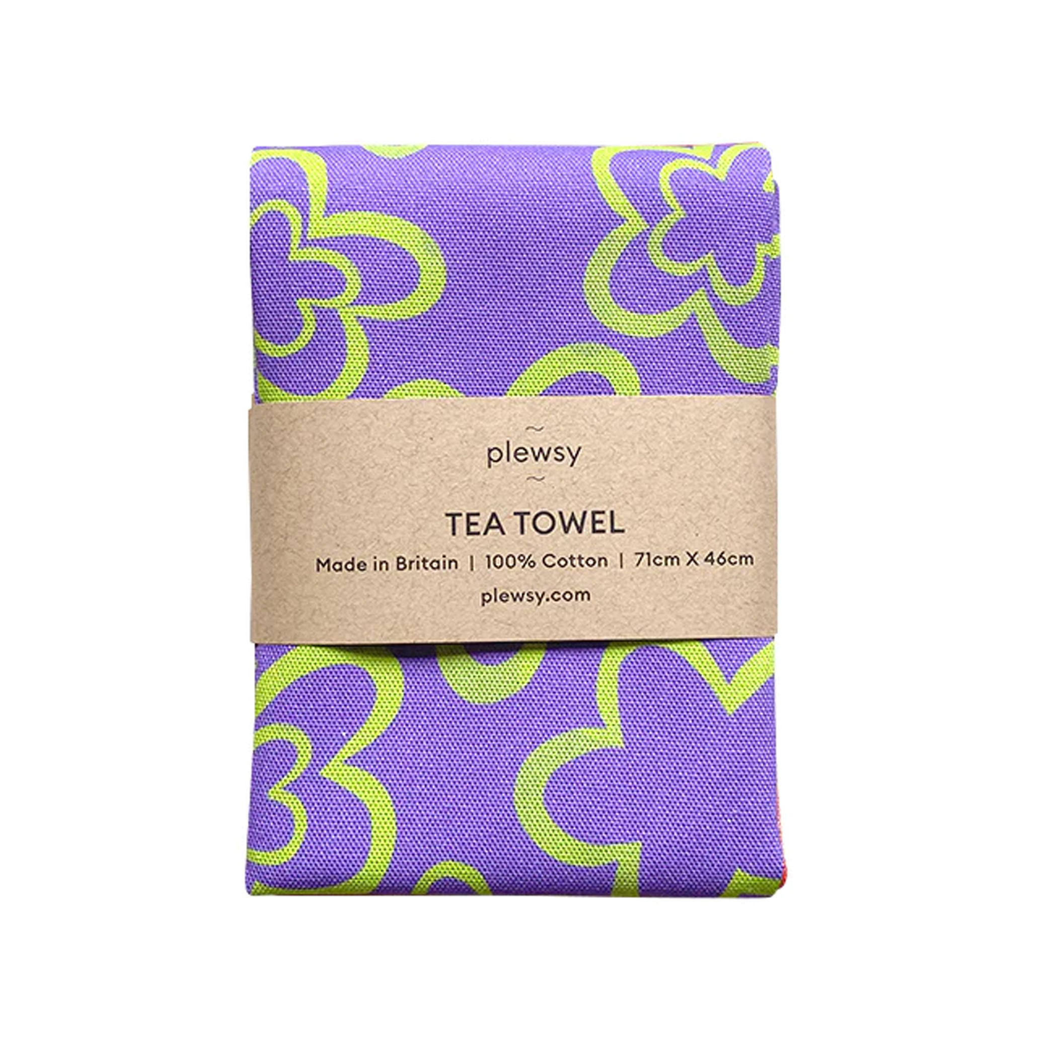 Plewsy Purple & Green Abstract Tea Towel