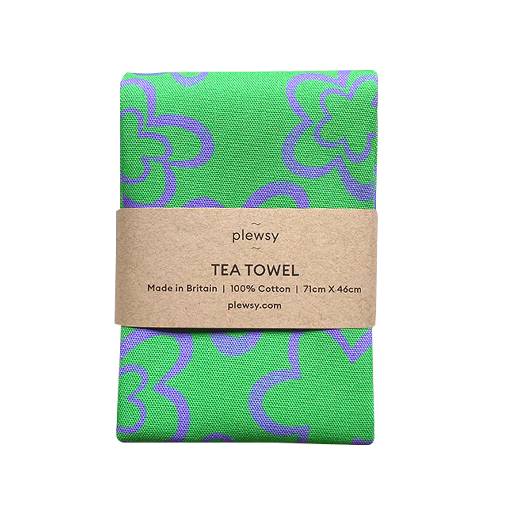 Plewsy Green & Purple Abstract Tea Towel