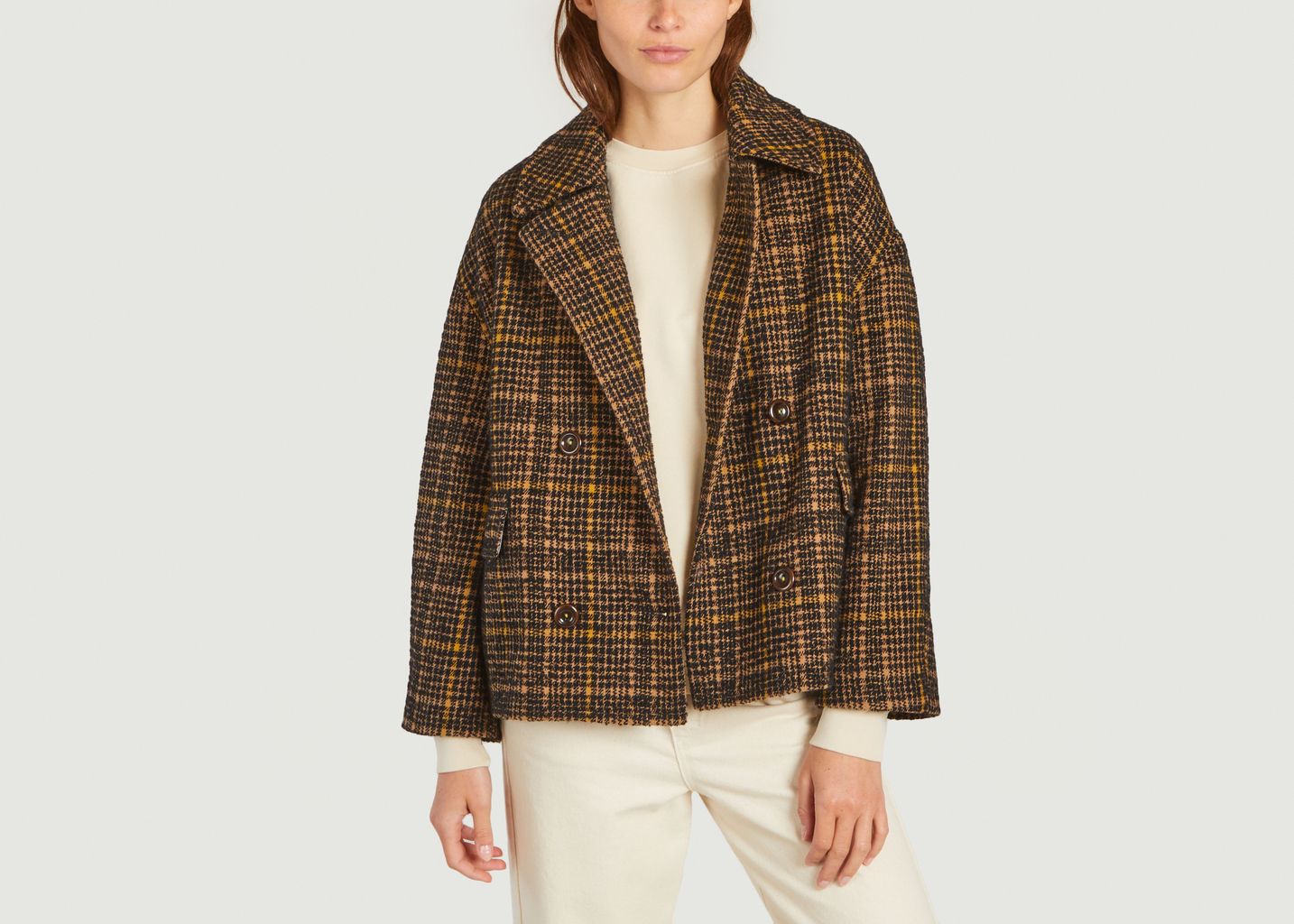 Bellerose Oversized Jacket With Houndstooth Pattern Vienna