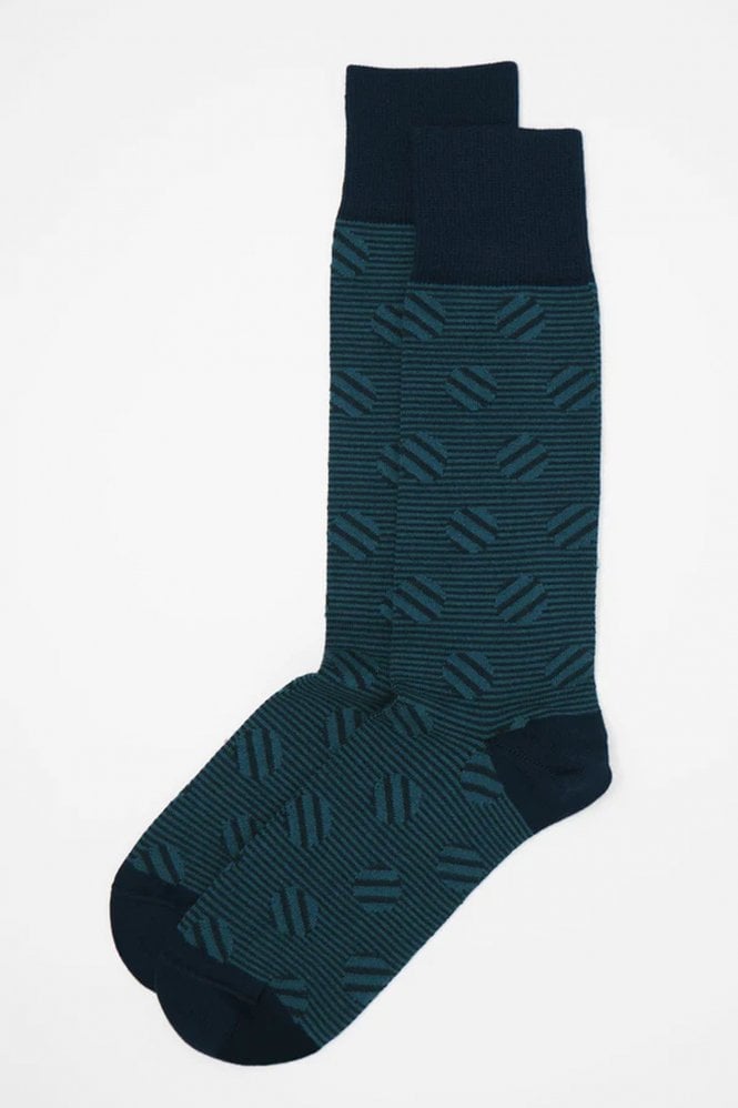 Polka Stripe Men's Socks In Navy