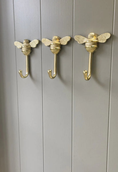 Bumblebee Coat Hook - Satin Brass