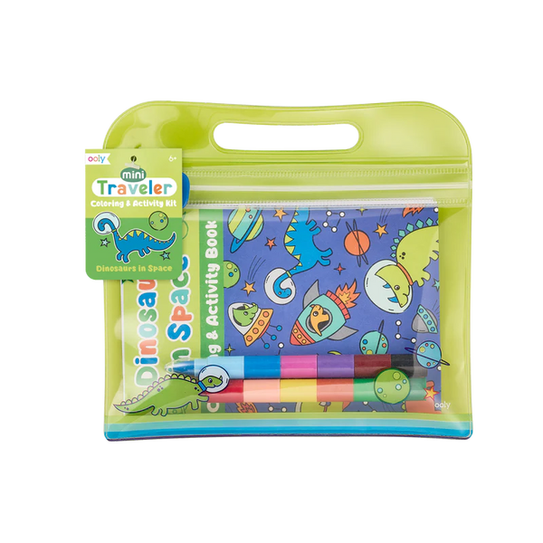 Ooly Mini Traveler Coloring + Activity Kit - Dinosaurs In Space