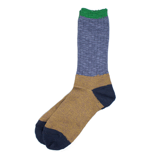 Anonymous-ism Slub Panel Crew Sock - Indigo