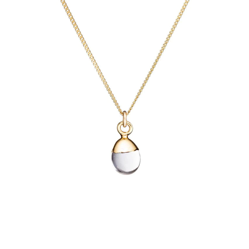 Quartz Tiny Tumbled Gold Necklace