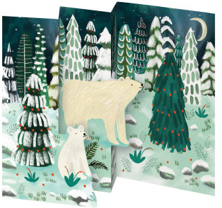 Polar Bears Trifold Pop-out Card Pack of 5