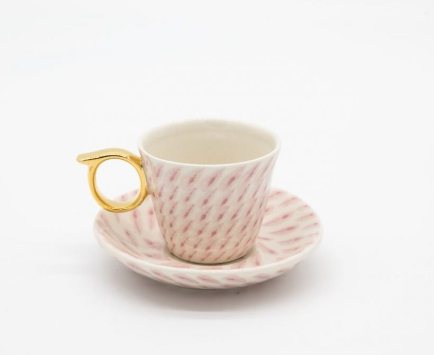 Mini Cup And Saucer – Dash Patterned