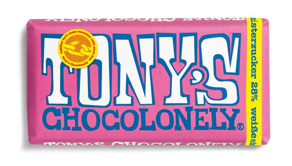 Tony's Chocolonely White Chocolate Raspberry Crackling Sugar 180gr
