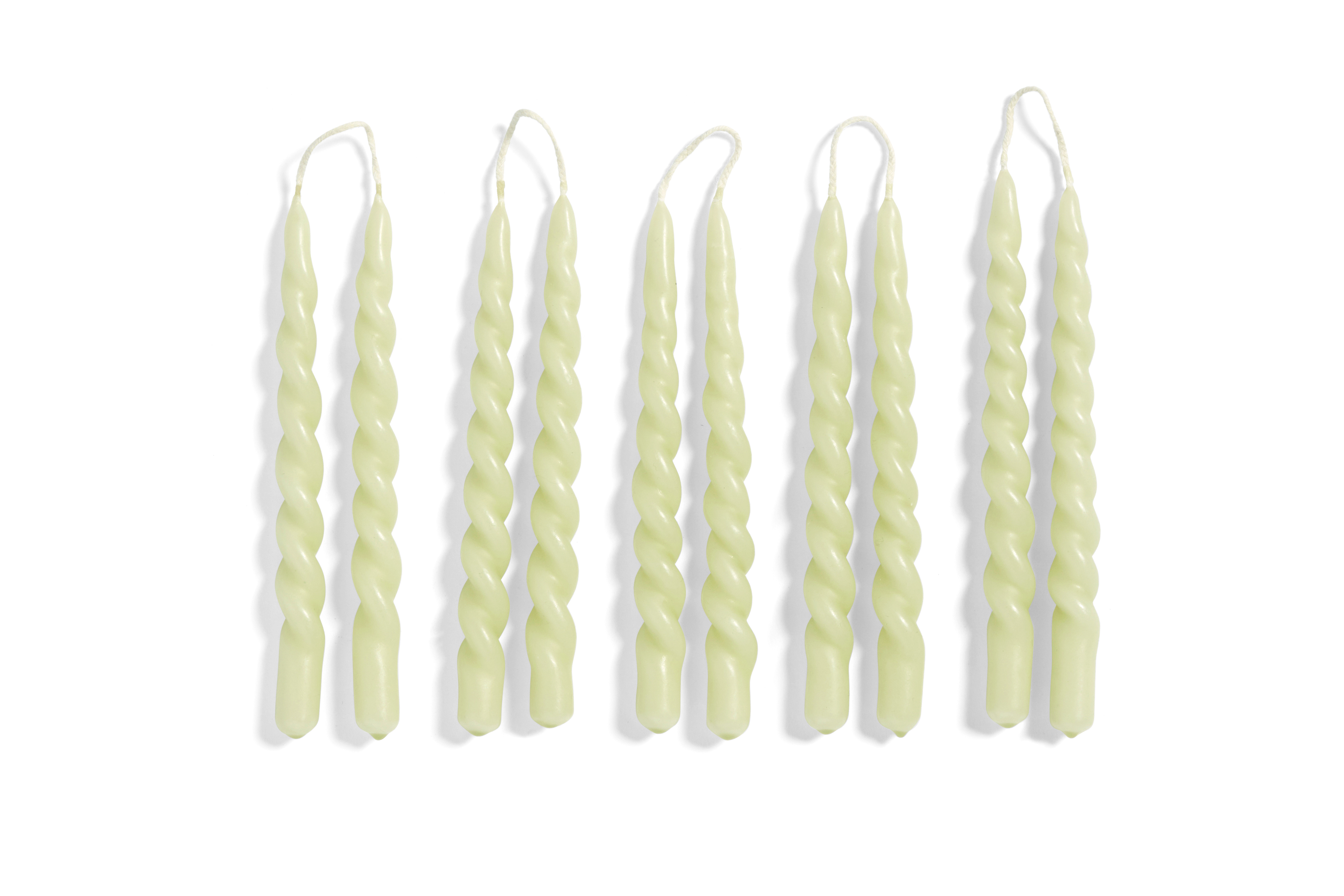 HAY Pair of mini swirl candles / Christmas Tree candles, Light green