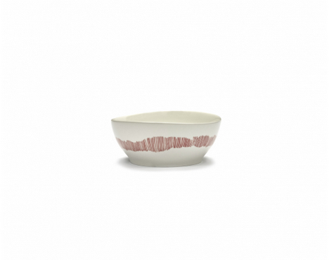 Serax Bowl L, White swirl-Red Stripes, FEAST by Ottolenghi