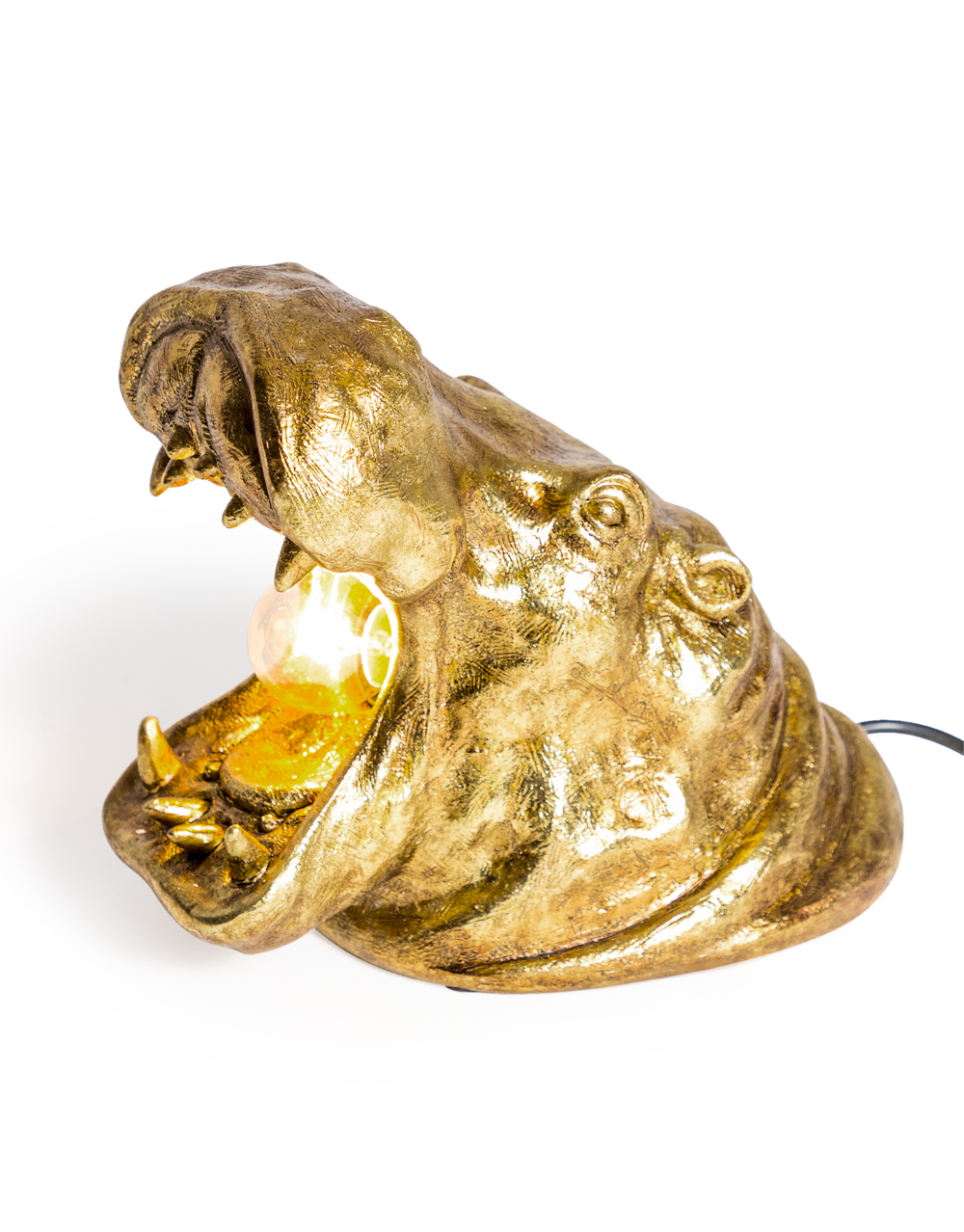 Antique Gold Roaring Harry Hippo Table Lamp