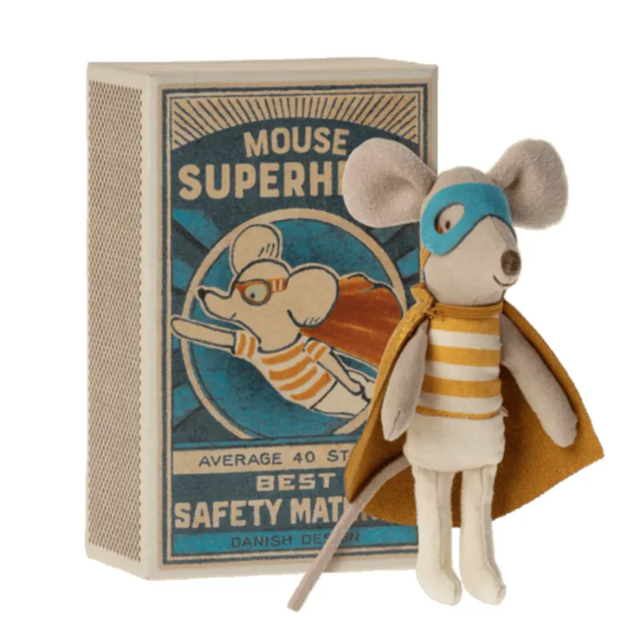 Maileg Super Hero Mouse Little Brother In Match Box