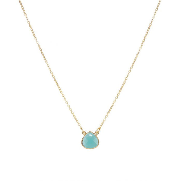 Cosmos Gold Necklace Aqua Chalcedony