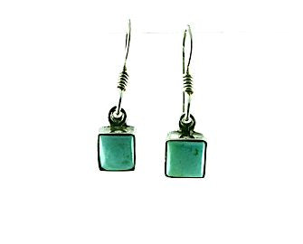Siren Silver Square Turquoise Drop Earrings Sterling Silver