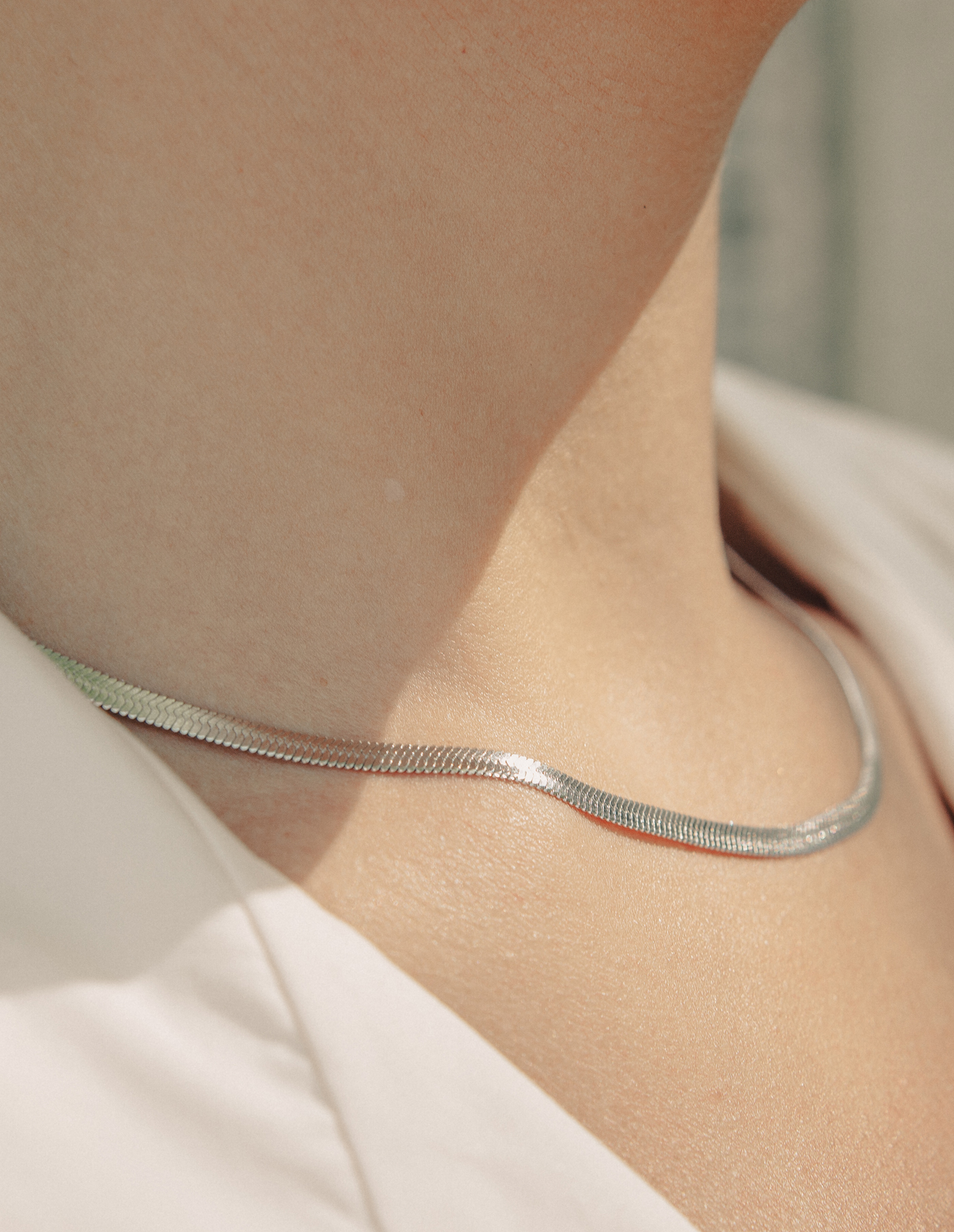 Nordic Muse Silver Snake Chain Choker Necklace, Waterproof